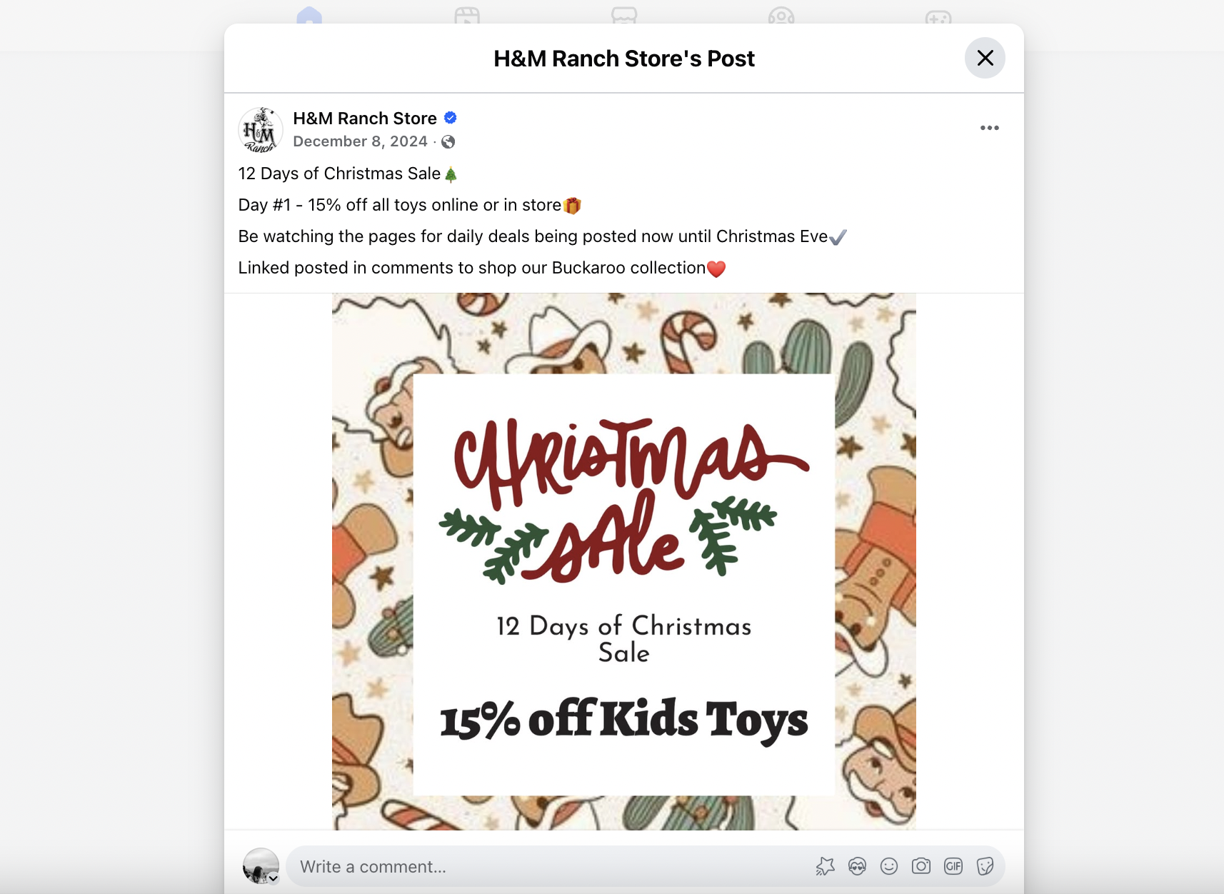 H&M ranch store facebook post 